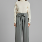 Damen Palazzo-Hose mit Bindegürtel und