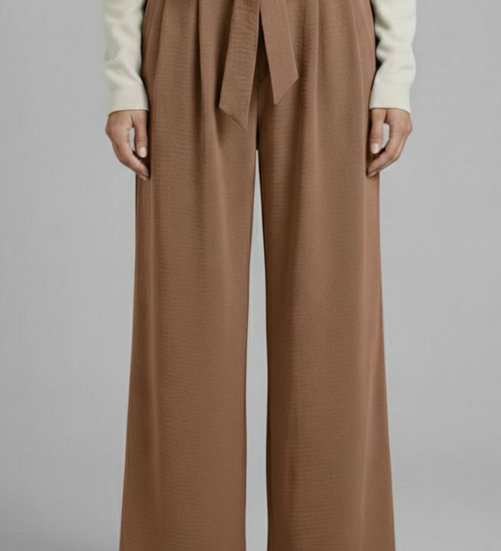 Damen Palazzo-Hose mit Bindegürtel und