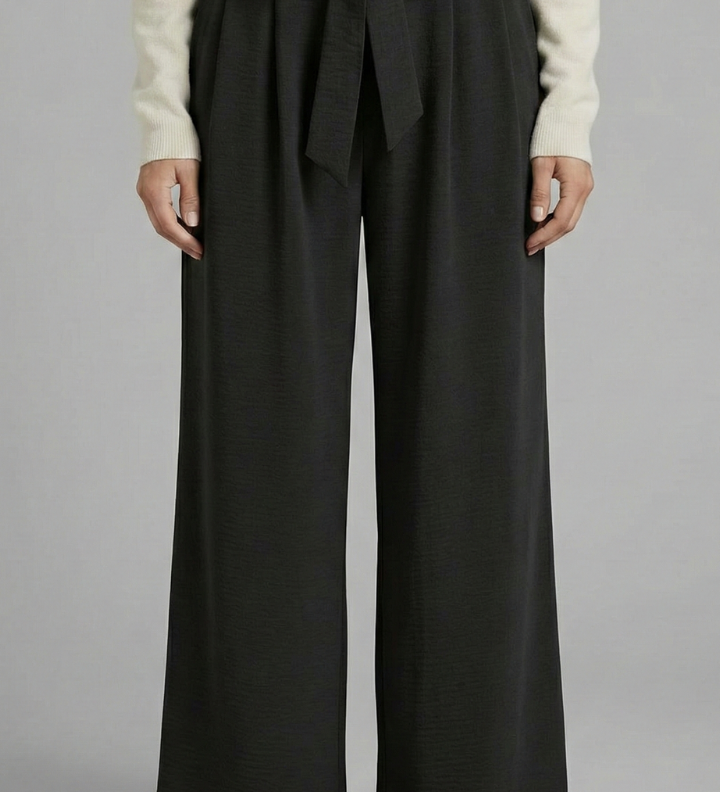 Damen Palazzo-Hose mit Bindegürtel und