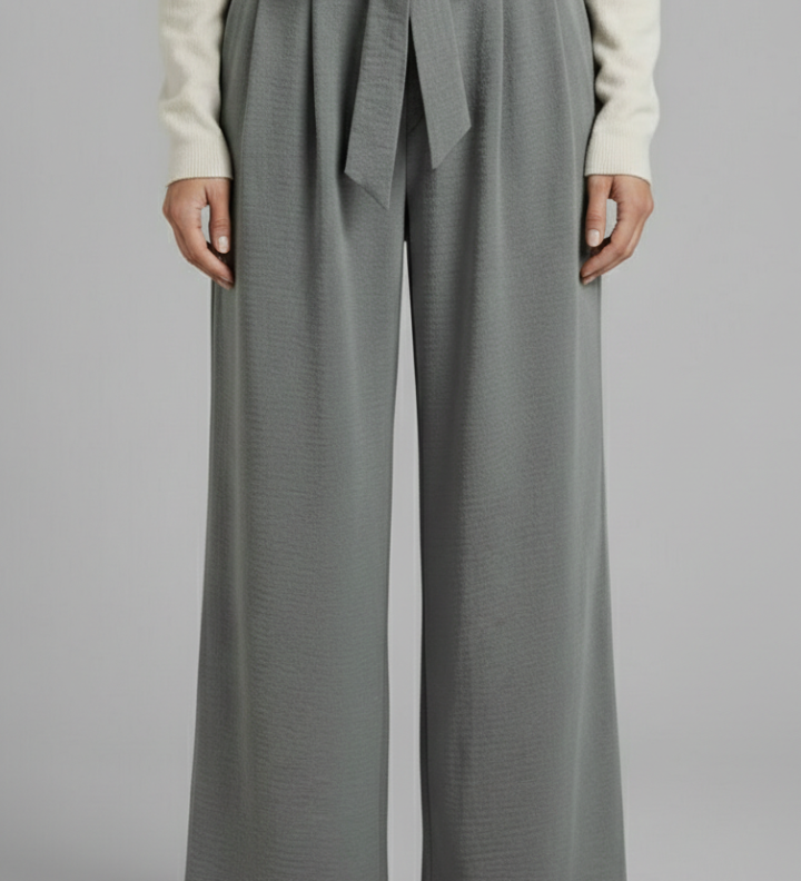 Damen Palazzo-Hose mit Bindegürtel und