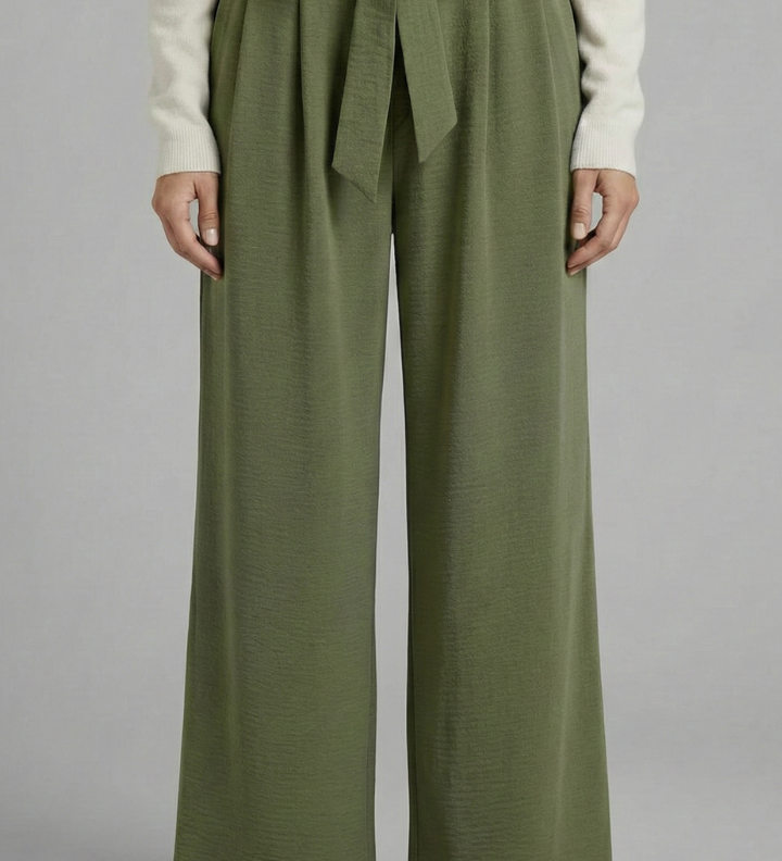 Damen Palazzo-Hose mit Bindegürtel und