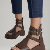 Damen Plattformsandalen mit Knöchelriemen und gepolsterter Sohle