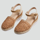 Damen Plattformsandalen mit gewebtem Obermaterial und gepolsterter Sohle