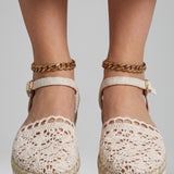 Damen Plattformsandalen mit gewebtem Obermaterial und gepolsterter Sohle