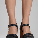 Damen Plattformsandalen mit gepolsterter Sohle und gewebtem Obermaterial