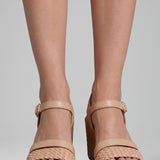 Damen Plattformsandalen mit gepolsterter Sohle und gewebtem Obermaterial