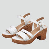 Damen Plattformsandalen mit gepolsterter Sohle und gewebtem Obermaterial