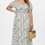 Damen Plus Size Maxi-Kleid mit schulterfreiem Ausschnitt und seitlichen Schlitzen