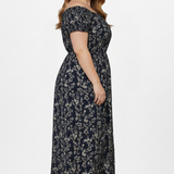 Damen Plus Size Maxi-Kleid mit schulterfreiem Ausschnitt und seitlichen Schlitzen