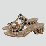 Damen-Sandalen mit verstellbaren Riemen und verziertem Obermaterial
