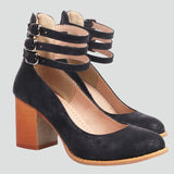 Damen Sandalen mit Knöchelriemen und Blockabsatz