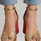 Damen Sandalen mit Knöchelriemen und Blockabsatz