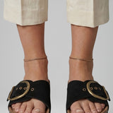 Damen Sandalen mit Schnallenverschluss und strukturiertem Sohlen