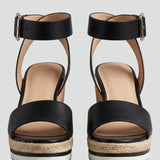 Damen Sandalen mit Keilabsatz und Riemenverschluss