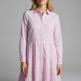 Damen Hemdkleid mit Knopfverschluss und gestuftem Rock
