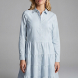 Damen Hemdkleid mit Knopfverschluss und gestuftem Rock