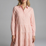 Damen Hemdkleid mit Knopfverschluss und gestuftem Rock
