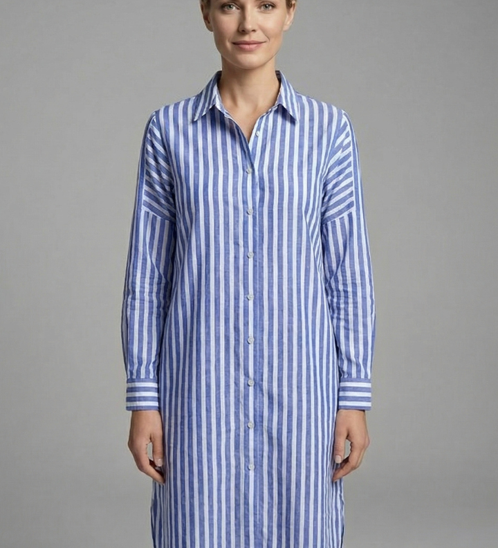 Damen Hemdkleid mit Knopfverschluss und langen Ärmeln