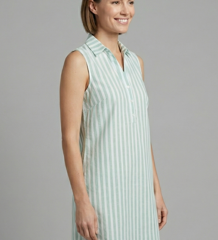 Damen Hemdkleid mit Knopfverschluss und gestreiftem Muster