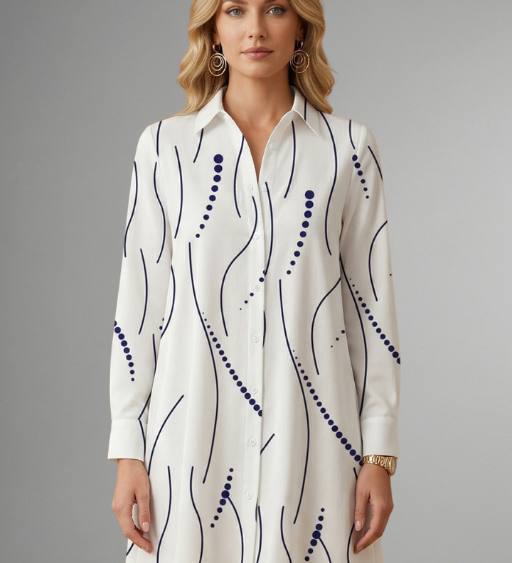 Damenhemdkleid mit Knopfleiste und Wellenmuster
