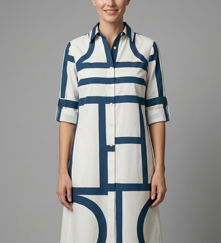 Damenhemdkleid mit Kragen und Knopfverschluss