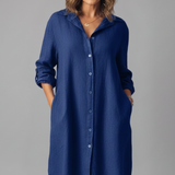 Damen Hemdkleid mit umgeschlagenem Kragen und Knopfverschluss