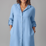 Damen Hemdkleid mit umgeschlagenem Kragen und Knopfverschluss