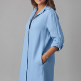 Damen Hemdkleid mit umgeschlagenem Kragen und Knopfverschluss