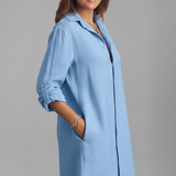 Damen Hemdkleid mit umgeschlagenem Kragen und Knopfverschluss
