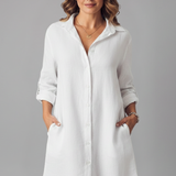 Damen Hemdkleid mit umgeschlagenem Kragen und Knopfverschluss