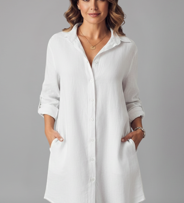 Damen Hemdkleid mit umgeschlagenem Kragen und Knopfverschluss
