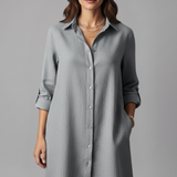 Damen Hemdkleid mit umgeschlagenem Kragen und Knopfverschluss
