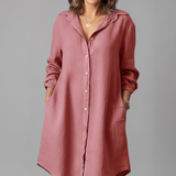 Damen Hemdkleid mit umgeschlagenem Kragen und Knopfverschluss