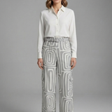 Damen Shirt- und Hosen-Set mit Knopfverschluss und geraden Beinen