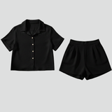 Damen Kurz-Jumpsuit mit Knopfverschluss und kurzen Ärmeln