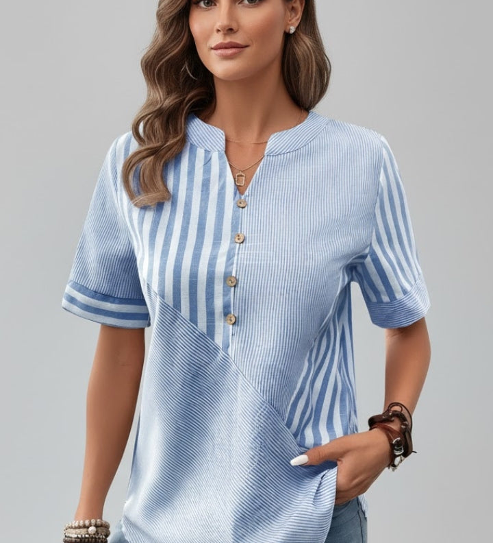 Damen Bluse mit kurzen Ärmeln und Knopfleiste