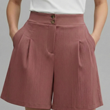 Damen-Shorts mit Knopf-Bund und Faltenfront