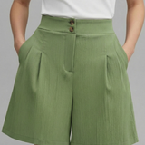 Damen-Shorts mit Knopf-Bund und Faltenfront