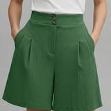 Damen-Shorts mit Knopf-Bund und Faltenfront