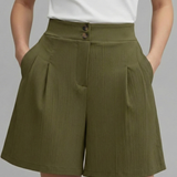 Damen-Shorts mit Knopf-Bund und Faltenfront
