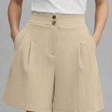 Damen-Shorts mit Knopf-Bund und Faltenfront