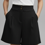 Damen-Shorts mit Knopf-Bund und Faltenfront