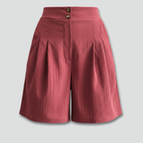 Damen-Shorts mit Knopf-Bund und Faltenfront