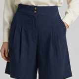 Damen Shorts mit Knopf Taille und Weiten Beinen