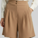 Damen Shorts mit Knopf Taille und Weiten Beinen