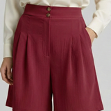 Damen Shorts mit Knopf Taille und Weiten Beinen