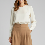 Damen Shorts mit Knopf Taille und Weiten Beinen