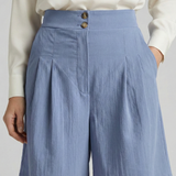 Damen Shorts mit Knopf Taille und Weiten Beinen