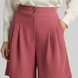 Damen Shorts mit Knopf Taille und Weiten Beinen