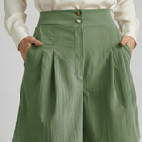 Damen Shorts mit Knopf Taille und Weiten Beinen